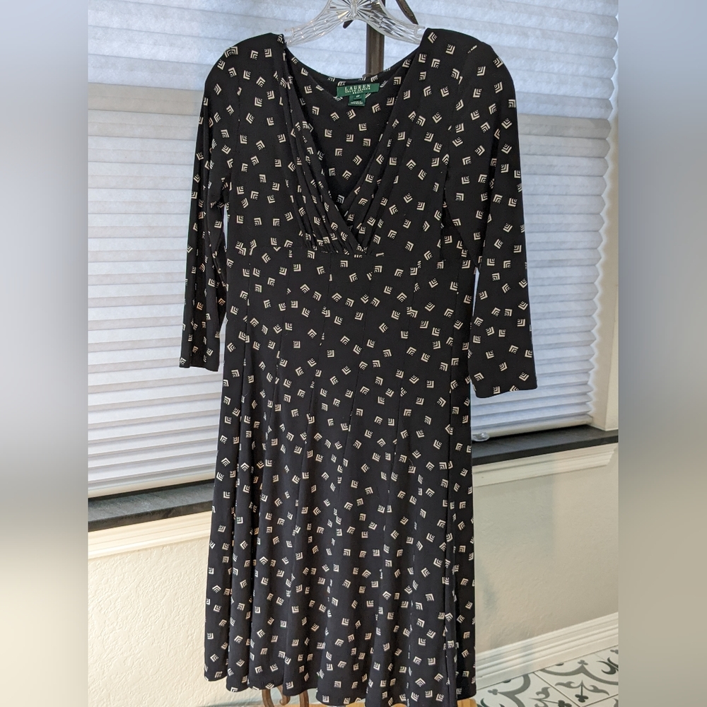 Gently worn, Ralph Lauren, size 8P, v-neck casual dress